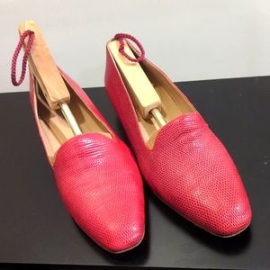 Gucci red leather slip on flats, 40B great condition designer Italian shoes